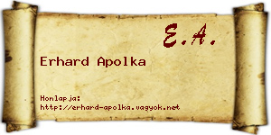 Erhard Apolka névjegykártya